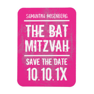 Sten Band Bat mitzvah Spara datum magneter, Rosa Magnet
