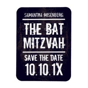 Sten Band Bat mitzvah Spara datum magneter, Svart Magnet