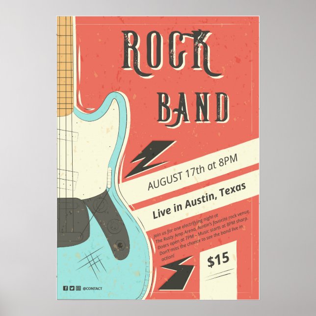Sten-band - Händelsedesign för Retro Music Poster (Framsidan)