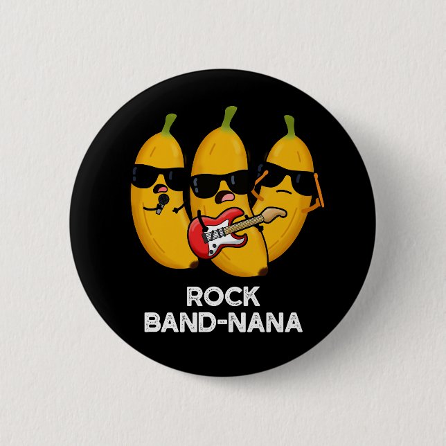 Sten Band-nana Funny Banana Pun Mörk BG Knapp (Framsida)