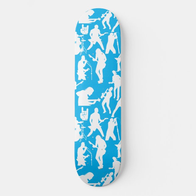 Sten Band Silhouette Mönster.w Lblue BG Mini Skateboard Bräda 18,5 Cm (Framsida)