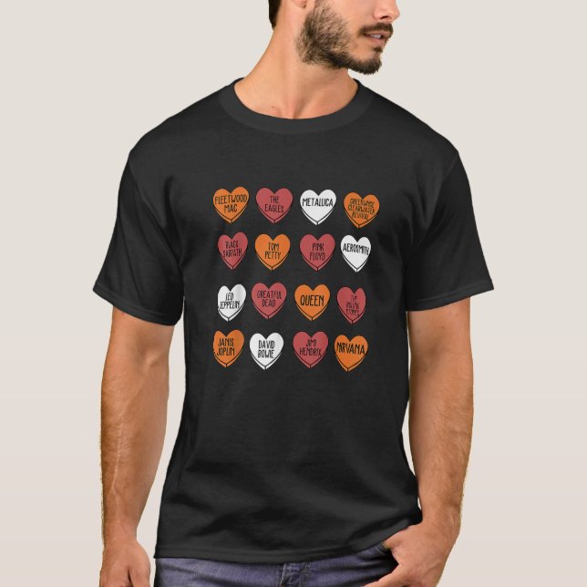 Sten Bands Hearts Candy Valentines day Fläkt Music T Shirt (Framsida)