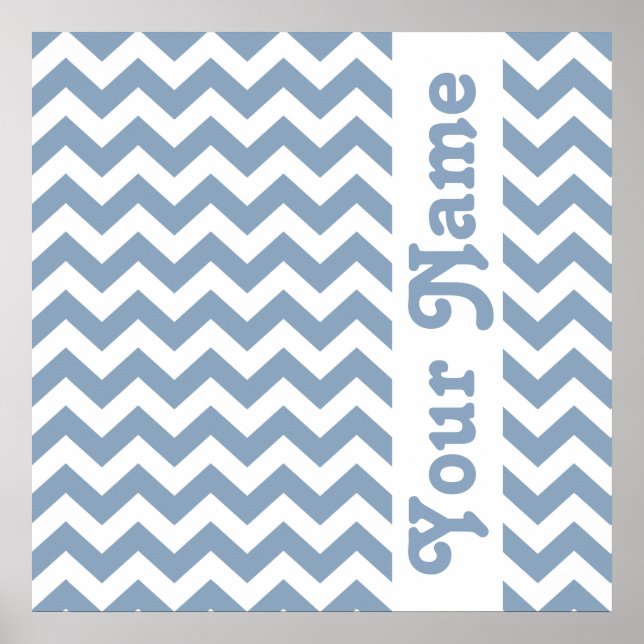 Sten Blue Safari Chevron med anpassningsbar Poster (Framsidan)