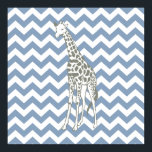 Sten Blue Safari Chevron med pop Art Giraffe Poster<br><div class="desc">Modet Chevron mönster i Emporio Moffas safari Moods färg palett,  med popkonsgiraffe på ena sidan.</div>