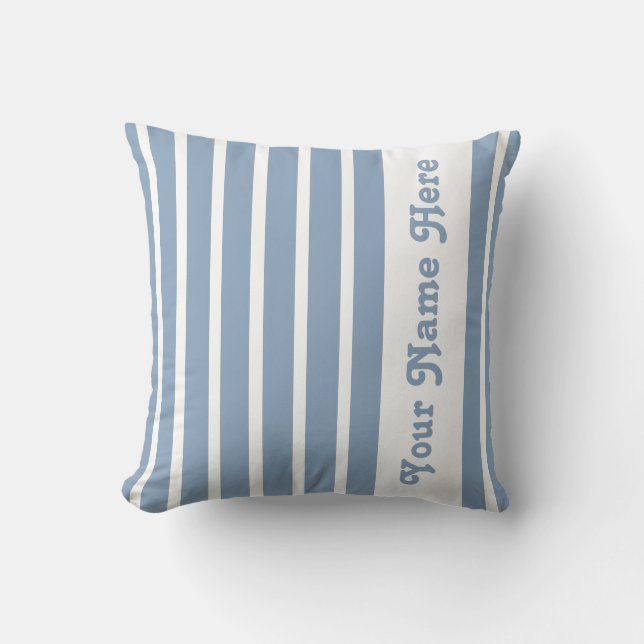 Sten Blue Safari Rand Pillow med namn Kudde (Framsida)