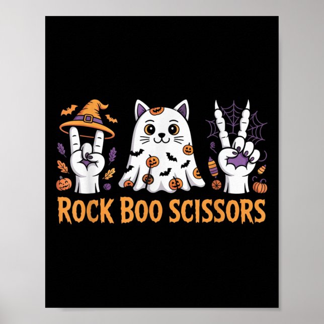Sten Boo Sissors Cat Halloween Shirt Kids Game Co. Poster (Framsidan)