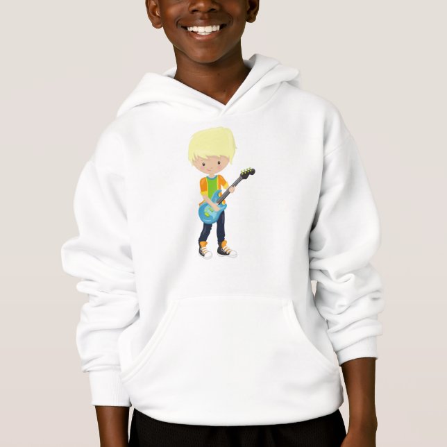 Sten Boy, Blond Hair, Guitar Player, Band, Music T Shirt (Framsida)