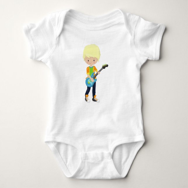 Sten Boy, Blond Hair, Guitar Player, Band, Music T Shirt (Framsida)