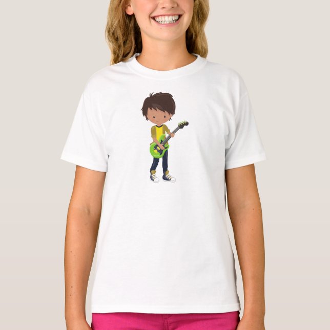 Sten Boy, Latino Boy, Guitar Player, Band, Music T Shirt (Framsida)