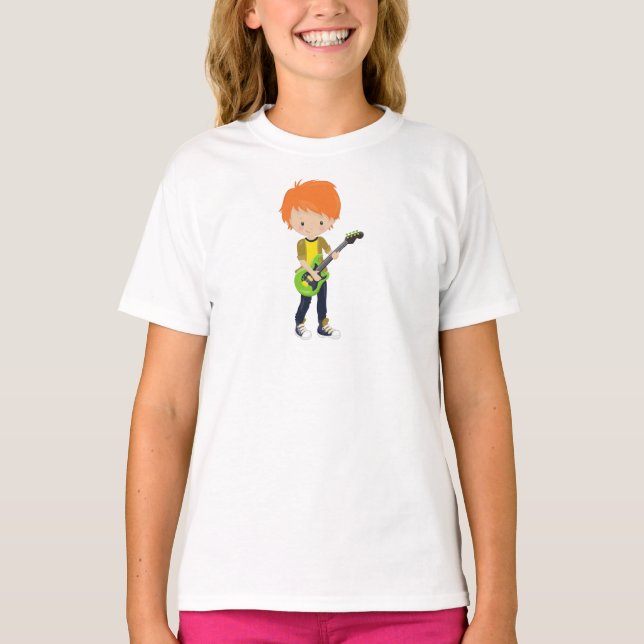 Sten Boy, Orange Hair, Band, Music, Guitar Player T Shirt (Framsida)
