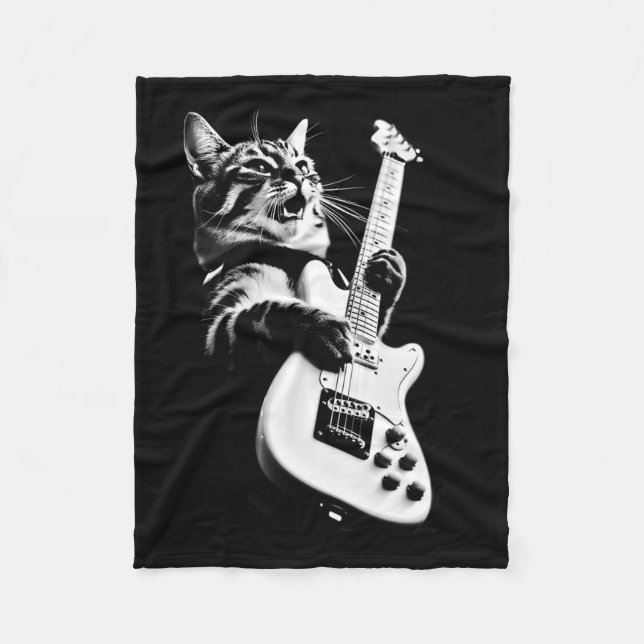 Sten Cat Pay Guitar - Funny Guitar Cat 1 Fleecefilt (Framsidan)