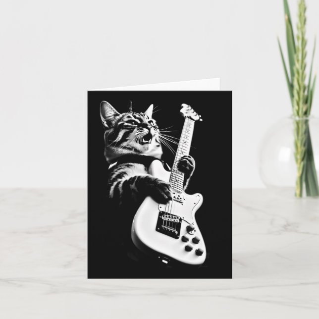 Sten Cat Pay Guitar - Funny Guitar Cat 1 Kort (Framsida)