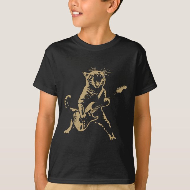Sten Cat Pay Guitar - Funny Guitar Cat T Shirt (Framsida)