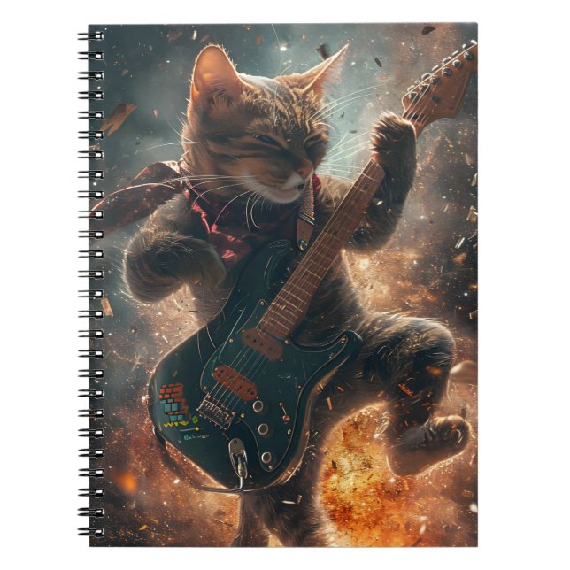 Sten Cat-uppspelning Guitar-anteckningsbok Anteckningsbok (Framsidan)