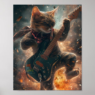 Sten Cat-uppspelning Guitar Poster