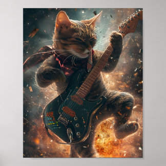 Sten Cat-uppspelning Guitar Poster