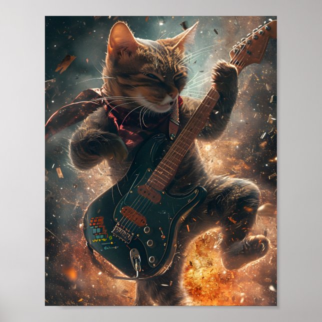 Sten Cat-uppspelning Guitar Poster (Framsidan)