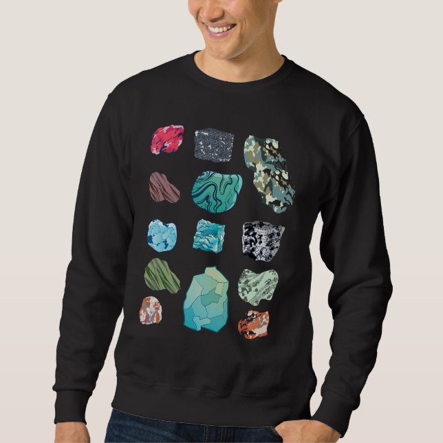 Sten Collector Gift Paleontolog Earth Scientist Lång Ärmad Tröja (Framsida)