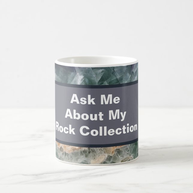 Sten Collector Humor Lila Grönt Polshed Stone Kaffemugg (Center)