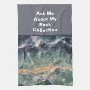 Sten Collector Humor Lila Grönt Polshed Stone Kökshandduk