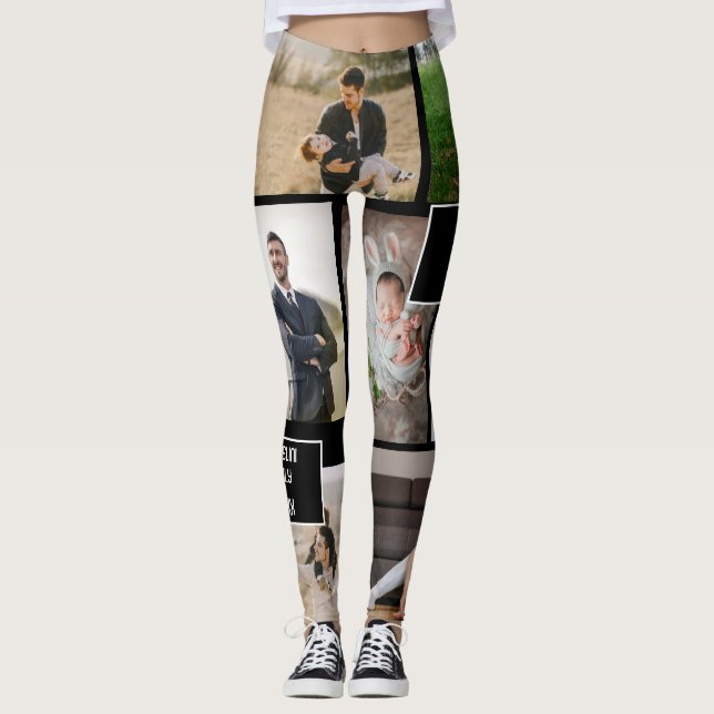 Sten din berättelse: Anpassningsbar 9-foto Collage Leggings (Framsida)