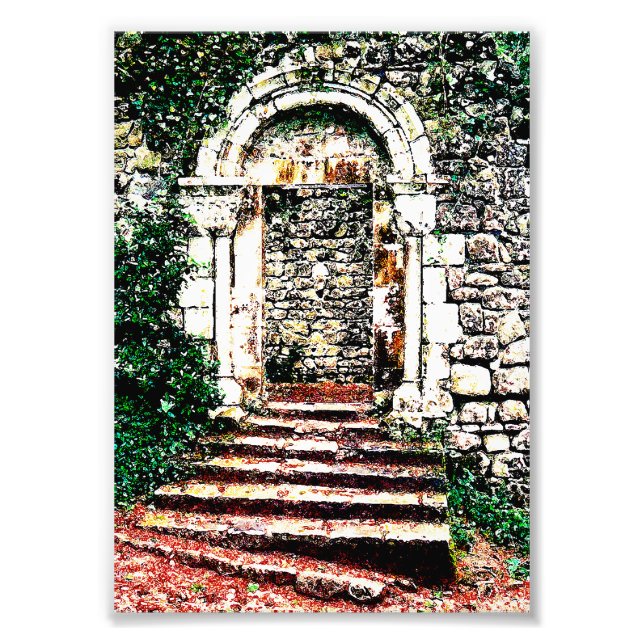 Sten Doorway och trappor i Moorish Castle Fototryck (Framsidan)