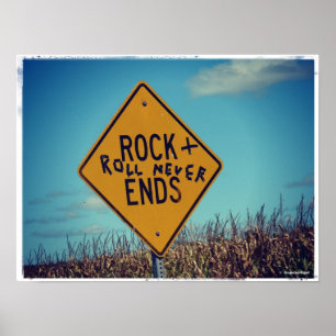 Sten Ends Road Sign Graffitti, Rock and roll Poster