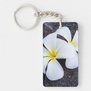 Sten för Lava för Frangipani för vitPlumeriablo Nyckelring
