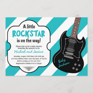 Sten för Rockstar baby showerinbjudan   en Byebaby Inbjudningar