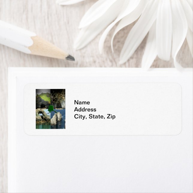 Sten Formler och grottor i Alaska Collage Returadress Etikett (Insitu)