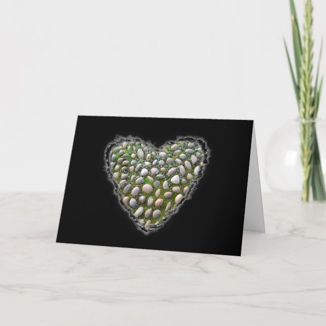 Sten Garden Heart Valentine Kärlek Romantik Card Helgkort (Framsida)