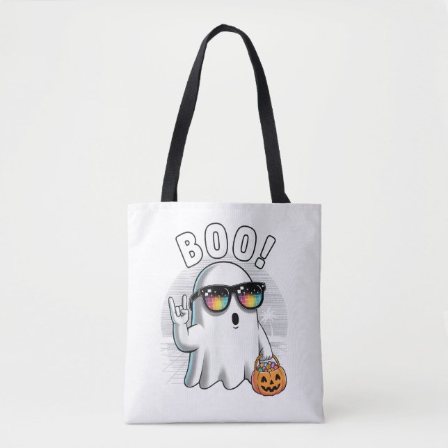 Sten Ghost Retro Halloween Pumpkin Funny Boo Tygkasse (Framsida)