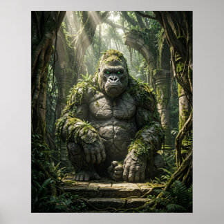 Sten Gorilla Monumental Djungelkonst Poster