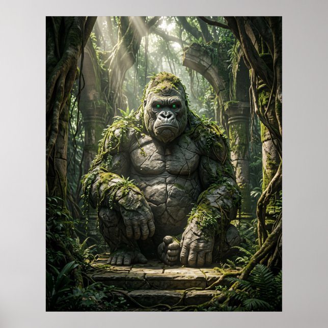 Sten Gorilla Monumental Djungelkonst Poster (Framsidan)