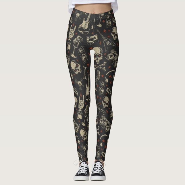 Sten/Grunge/Punk/Metall Music Leggings (Framsida)