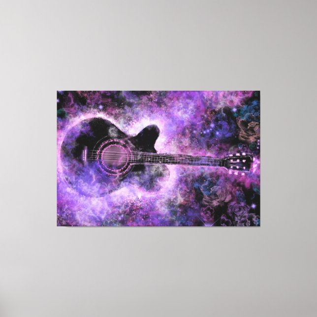 Sten Guitar Kanvastryck Lila Wall Art-målning för  (Framsida)