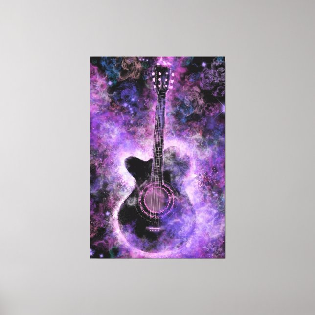 Sten Guitar Kanvastryck Paeing Lila Wall Art (Framsida)