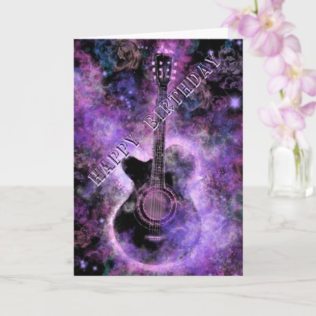 Sten Guitar Musical Birthday Card Kort (Orkide)