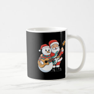 Sten Guitar Snögubbe och Jultomten som spelar gita Kaffemugg