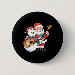 Sten Guitar Snögubbe och Jultomten som spelar gita Knapp