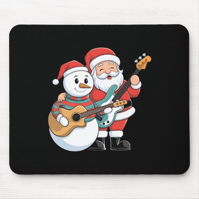 Sten Guitar Snögubbe och Jultomten som spelar gita Musmatta (Framsidan)