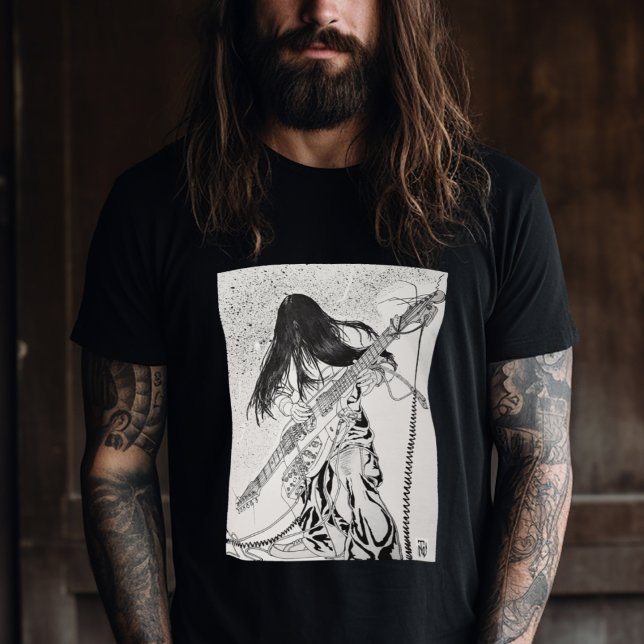 Sten Guitarist Electric Guitar Illustration T Shirt (Skapare uppladdad)