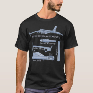 Sten Gun British WW2 Subdator Guns Diagram T Shirt