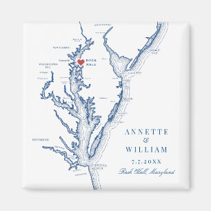 Sten Hall Maryland Elegant Navy Blue Bröllop Magnet