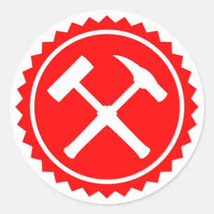 Sten Hammer Badge (Röda) Runt Klistermärke