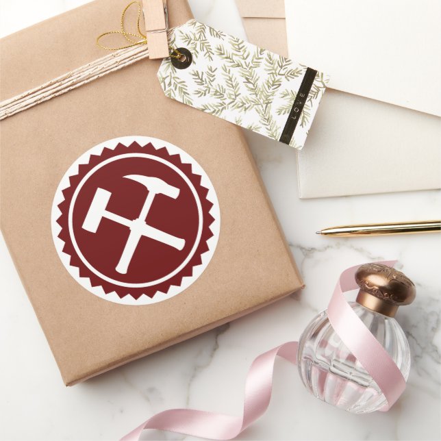 Sten Hammer Badge Runt Klistermärke (Gåvor)