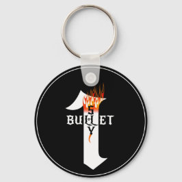 Sten Heavy Metall Musician One Bullet Shy Flames Nyckelring