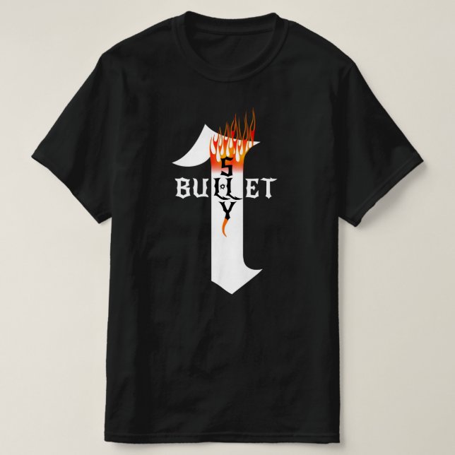 Sten Heavy Metall Musician One Bullet Shy Flames T Shirt (Design framsida)
