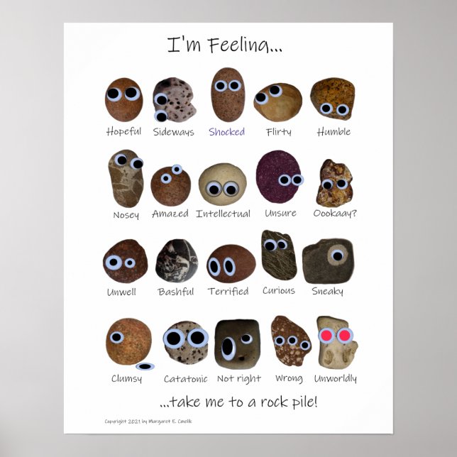 Sten Hound Känslor, Sten med Googly Öga Poster (Framsidan)