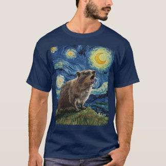 Sten Hyrax Awawa Upset Måne Starry Night Van Gogh T Shirt
